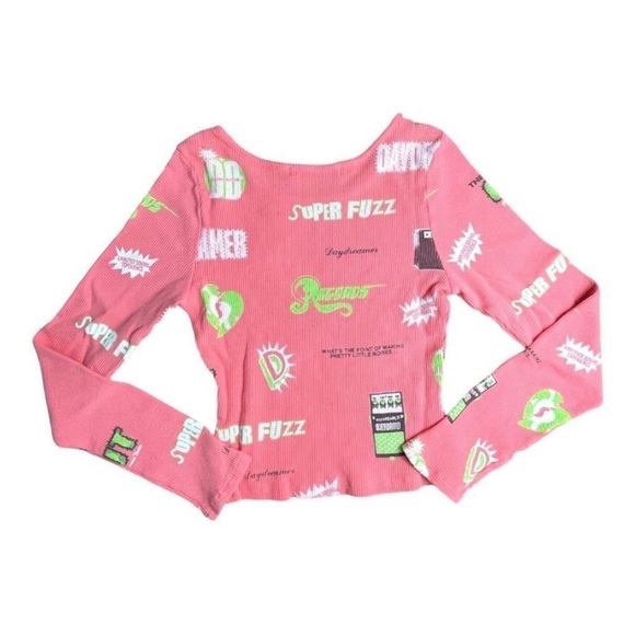 Daydreamer Records Amplified Thermal Crop Top Pink Size Large - Picture 6 of 14